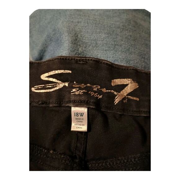 Seven7 Tummyless High Rise Skinny‎ Jeans Women's Size 18W Ripped Black Stretch - Picture 7 of 10